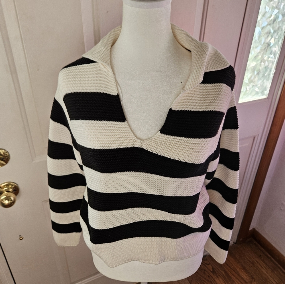 Sincerely Jules Sweater Striped XS black and white